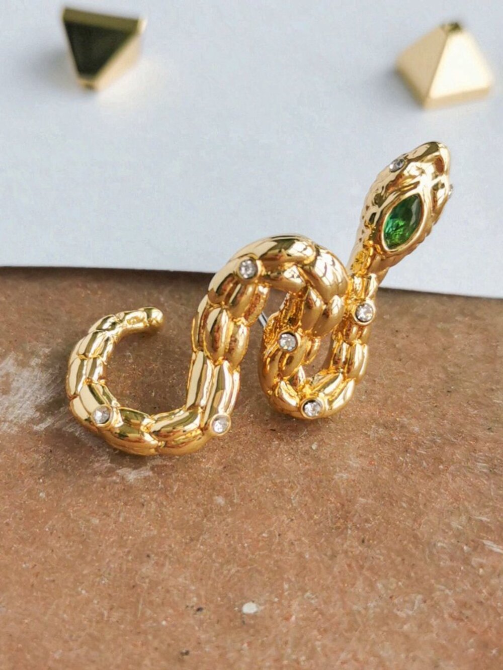 Alexis Bittar Aquatic Dreams Snake Green Crystal Earrings Gold - Picture 4 of 4